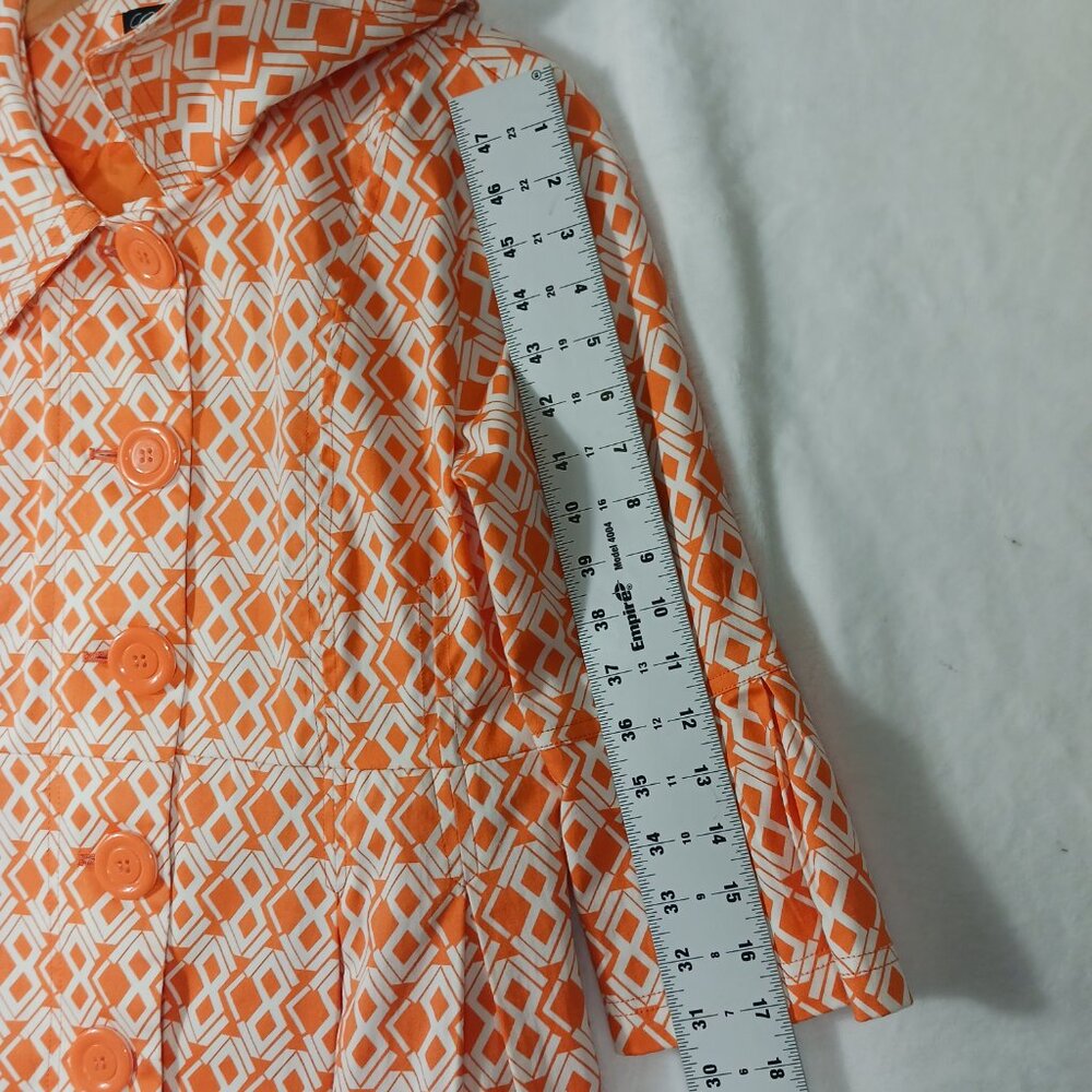 Eden Court, Small, Women's Orange & White Print Jacket, Stylish, Fitted & Flare - Picture 12 of 16